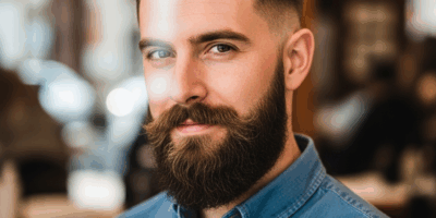 Stylish man with beard matched to fade haircut
