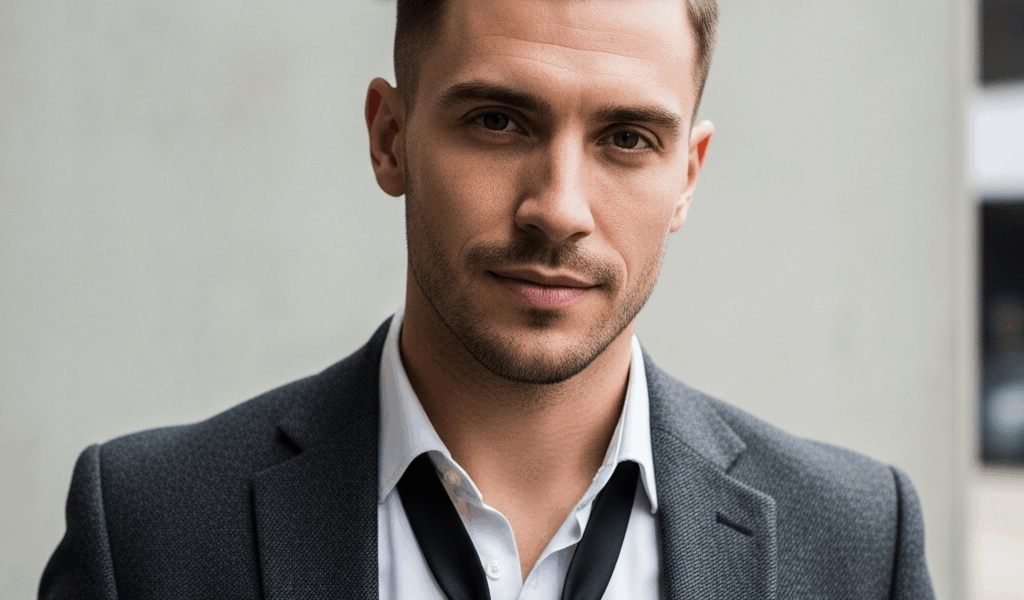 Man with sharp modern haircut style evolution