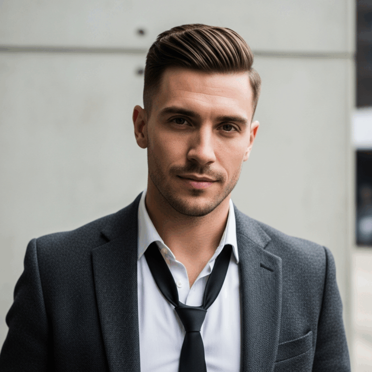 Man with sharp modern haircut style evolution