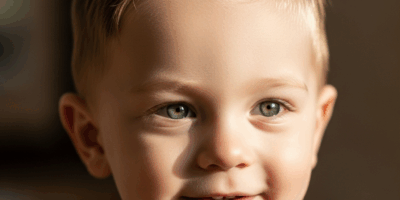 Toddler boy with stylish middle part hairstyle
