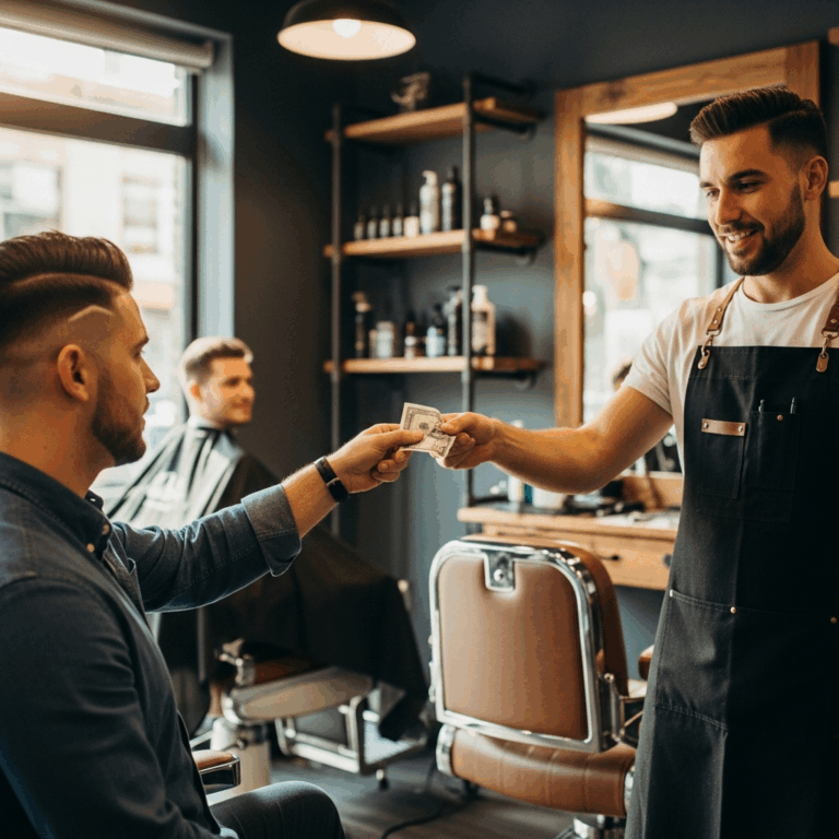 man paying barber with cash tip after fresh haircut in moder 20260331 134245